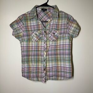Active USA Pastel Plaid Button Down Shirt
